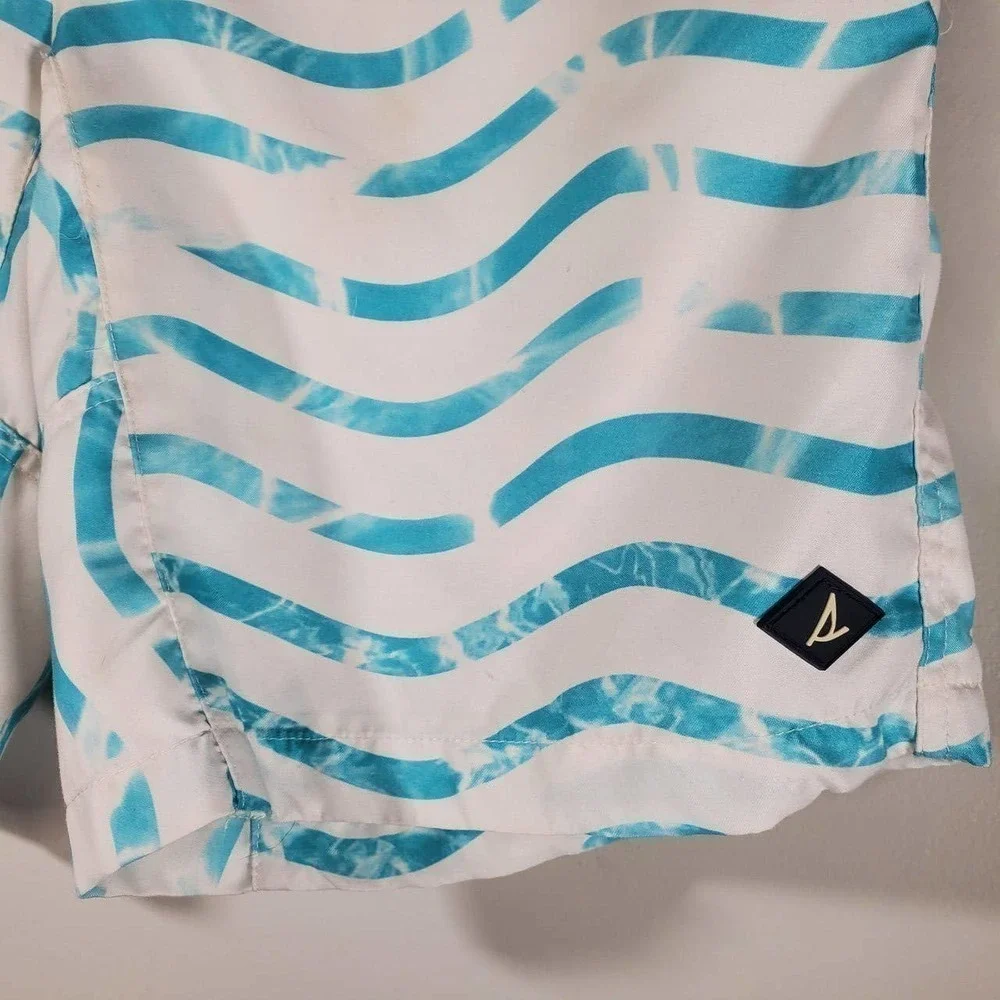 Sperry Swim Bottom Watershort Wave Stripe Knock Out Board Short Blue Size 30